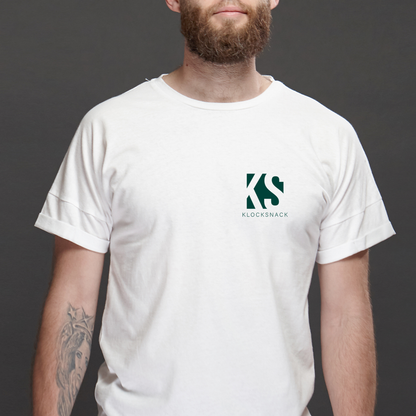 T-shirt med KS-tryck, vit - 50% RABATT